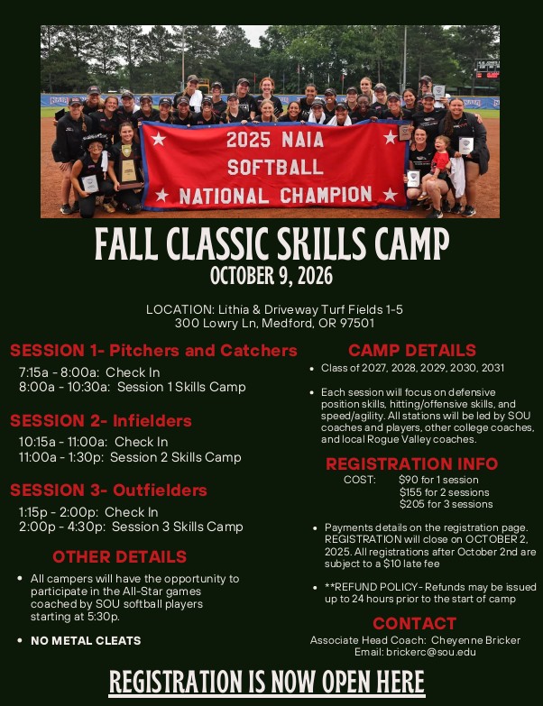 Fall Classic Skills Camp flyer — click to register